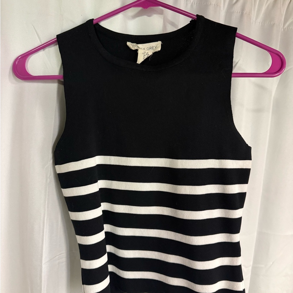 Black and White Striped Sleeveless Top